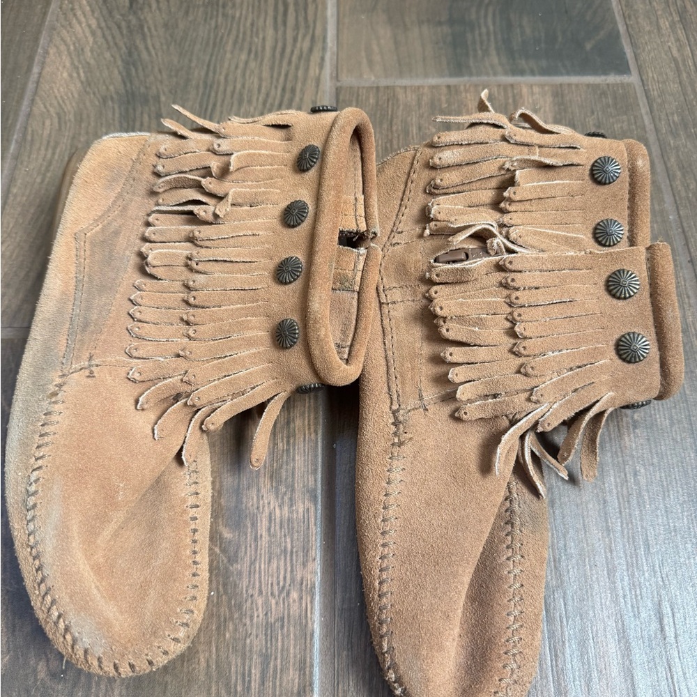 Fringed Suede Moccasin Boots